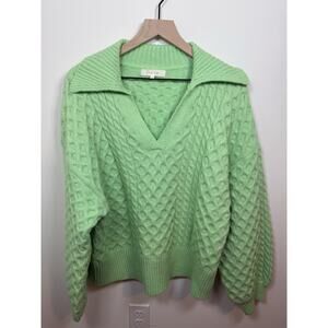 Franco Boutique Brand Women’s Large Bright Green Polo Sweater Funky Bright Fun
